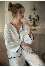 Spring and summer mulberry silk pajamas, simple and thin, can be worn as casual home clothes