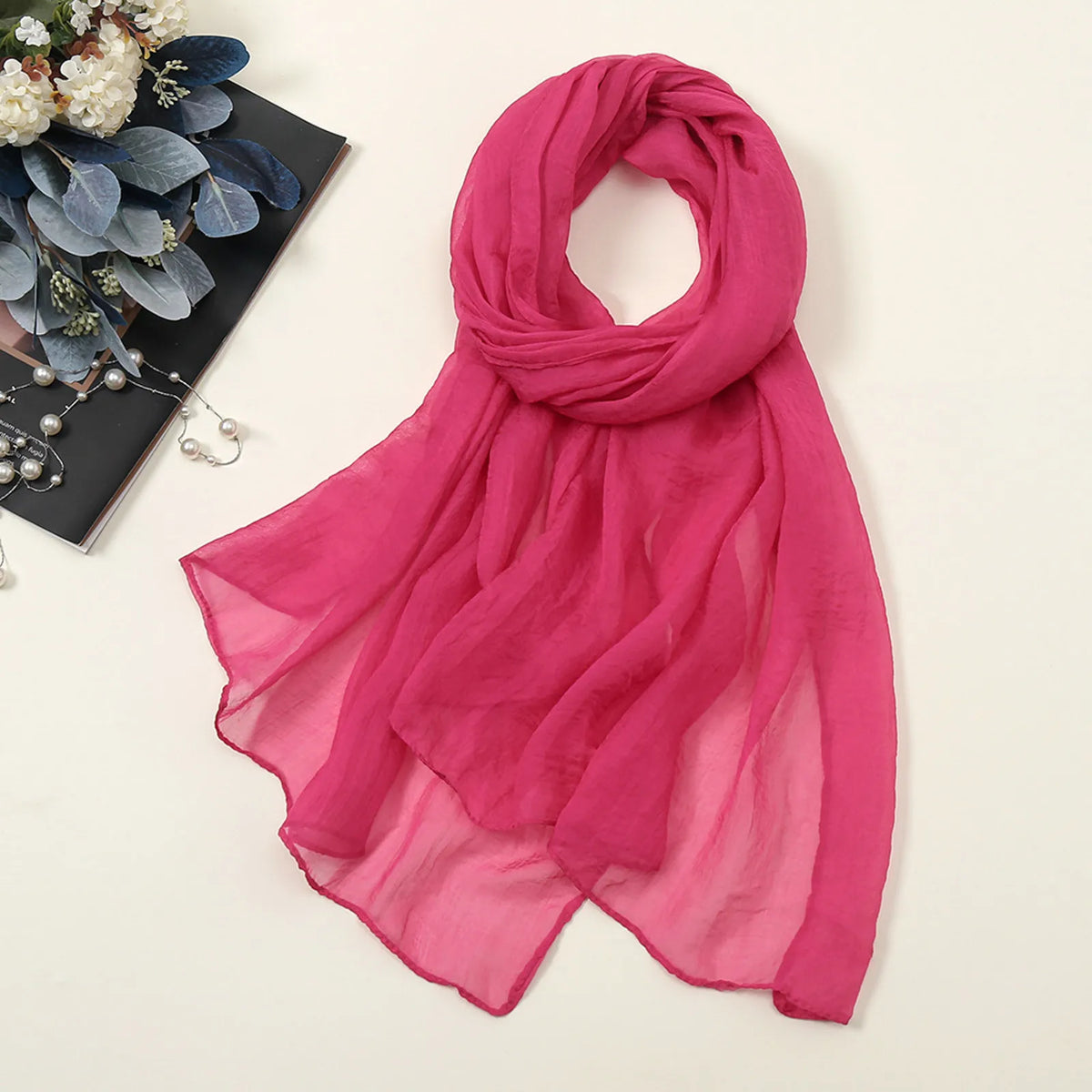 Solid Color Chiffon Scarf Fashionable Lightweight Neck Scarf For Women Summer Neck Sun Protection Silk Scarf Shawl 170*70cm