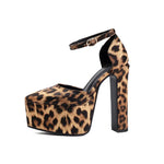 NASBAVI High Heeled Women's Sandals Buckle Pointed Toe Leopard Platform Shoes Woman Spring Design Sexy Elegant Gladiator Sandals