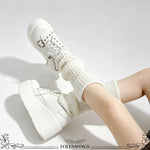 New Arrival Gothic Black Rivets Platform Creepers Shoes White Chain Decor Goth Creepers Chunky Lace Up Lolita Casual Shoes