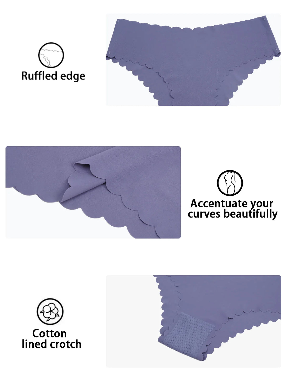 Women Hot Sexy Thongs High Waist Seamless Underwear Breathable Comfort Briefs Panties Female S-2XL Wave Edge