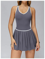 Women's Nude Yoga Clothes Beautiful Back and Slim Fit Two Anti Glare Dresses Outdoor Sports Running and Leisure Fitness Clothes