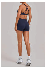 Women's Nude Yoga Sets Sports Cross Beauty Back Bra Hip-lifting Slim Fit Shorts Suits Running Fitness Workout Gym Sets