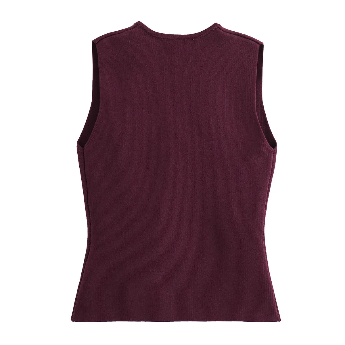 Foridol Gold Button Knitted Tank Top Women Autumn Winter Burgundy Short Vest Sleeveless V Neck Chic New Fashion Tops