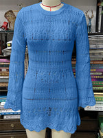 S - XL Long Sleeve Hollow Out Crochet Knitted Tunic Beach Cover Up Cover-ups Beach Dress Beach Wear Beachwear Female Women K5542