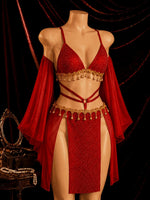 Exotic Princess Lace Lingerie Set Sexy Strappy Hanfu Style Babydoll Dress Ultra-Fairy Pure Desire Temptation Nightwear
