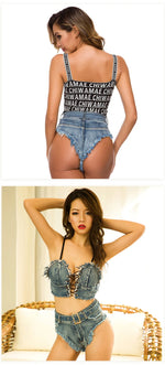 DEKA New Sexy Denim Bikini Set Beach Suit Split Blue Swimsuit Summer Jeans Shorts Female Short Women Two-piece Swimwear