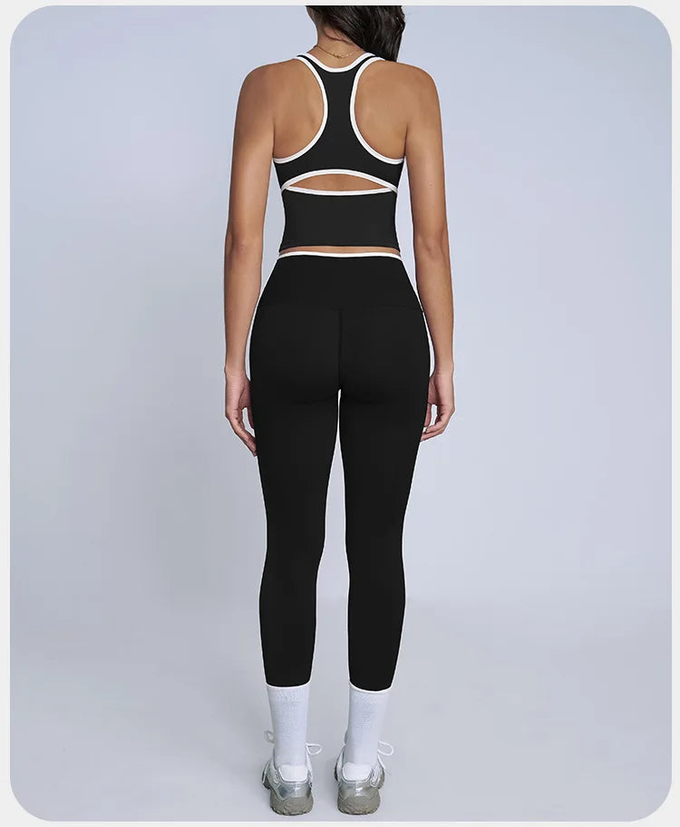 Tight Naked Yoga Shorts Suit Women Double Strap Sports Bra High Waist Flare Leggings Fitness Suit Gym Running Workout Clothes