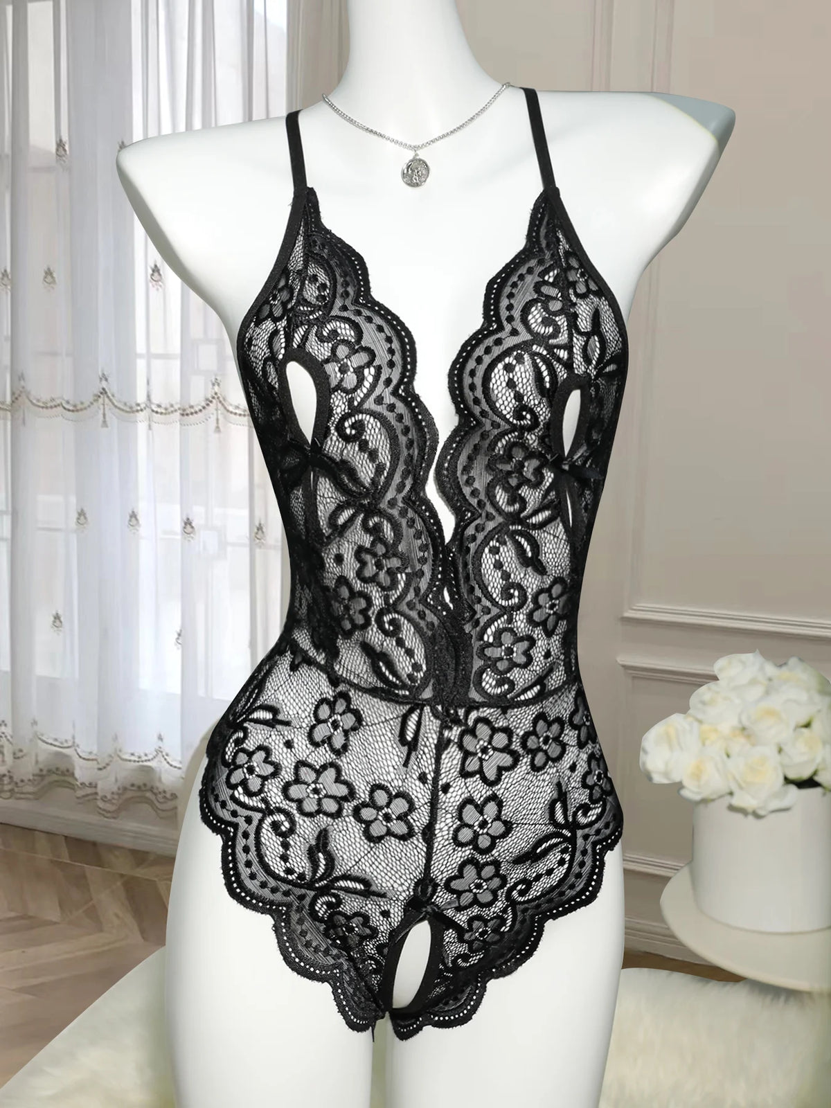 For Women 18 Hot Erotic Underwear Open Crotch Transparent Sexy Costume Lace Open Crotch Lingerie Set Crotchless Bodysuit