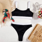 New Sexy Ribbed Splicing Female Swimsuit High Waist Bikini Women Swimwear Two-pieces Bikini Set Bather Bathing Suit Swim V2329