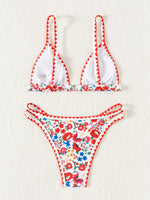 ZTVitality Sexy Floral Print Whip Stitch Bikini Set 2025 New Arrival Padded Bra Push Up Swimsuit Women's Swimwear Summer Biquini