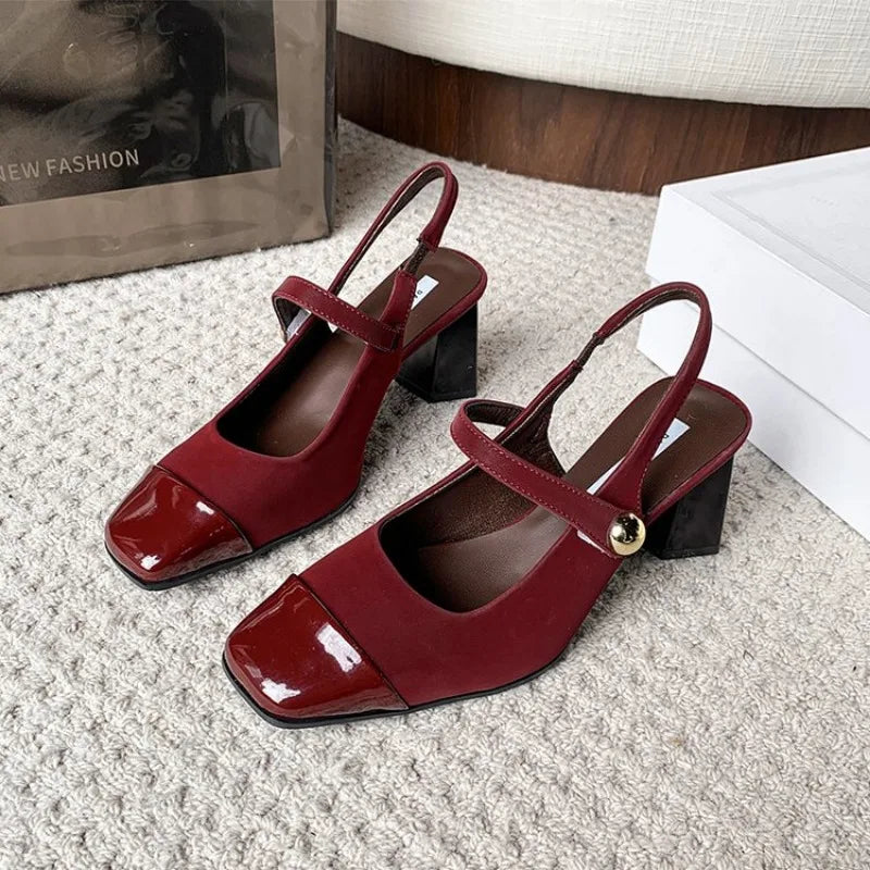 Summer High Heel Women Sandals Fashion Square Toe Shoes Design Style Banquet Party Sandalias Shoes