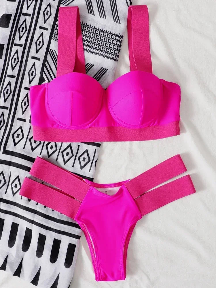 Leopard High Waist Bikini Push Up Bra Cup Bikinis 2026 Women Swimsuit Female Swimwear Two Piece Bikini Set High Cut Bathing Suit