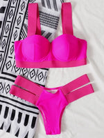 Splicing Push Up Bra Cup Bikini Women Swimsuit Female Swimwear Two-pieces Bikini Set High Cut Bathing Suit Swim Beach Wear