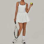 Tennis Dress for Women with Built in Shorts Womens Athletic Dresses Sleeveless Boat Neck Active Workout Skort Dress