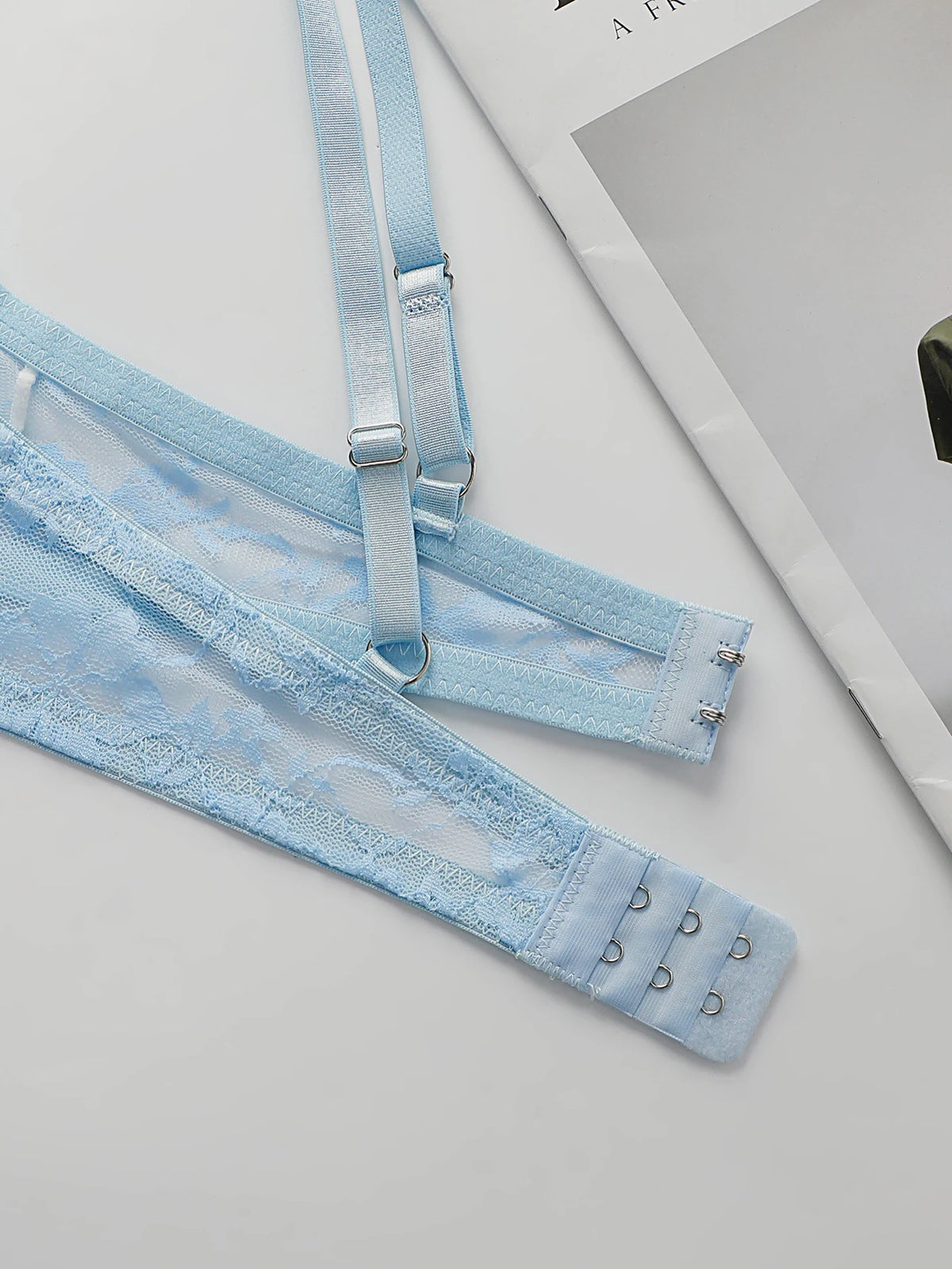 Lace Bralette Push Up Bras for Women blue Lace Underwear Women's steel ring Bra Solid Color Sexy Lingerie Backless Bra MR2635