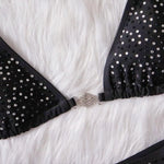 6 Colors Sexy Bikini Women Hollow Rhinestones Chain Halter Swimwear Swimsuit Bikinis Set Bathing Suit Beach Bikini Luxe Female