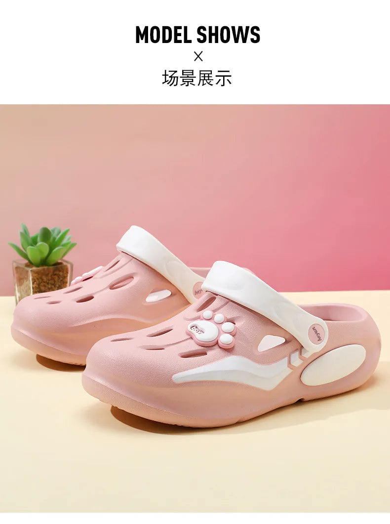 2026 Summer Sandals For Women Platform Shoes Thick Sole Cute DIY Paw Girls Street Beach Slippers Soft EVA Female Fashion Clogs
