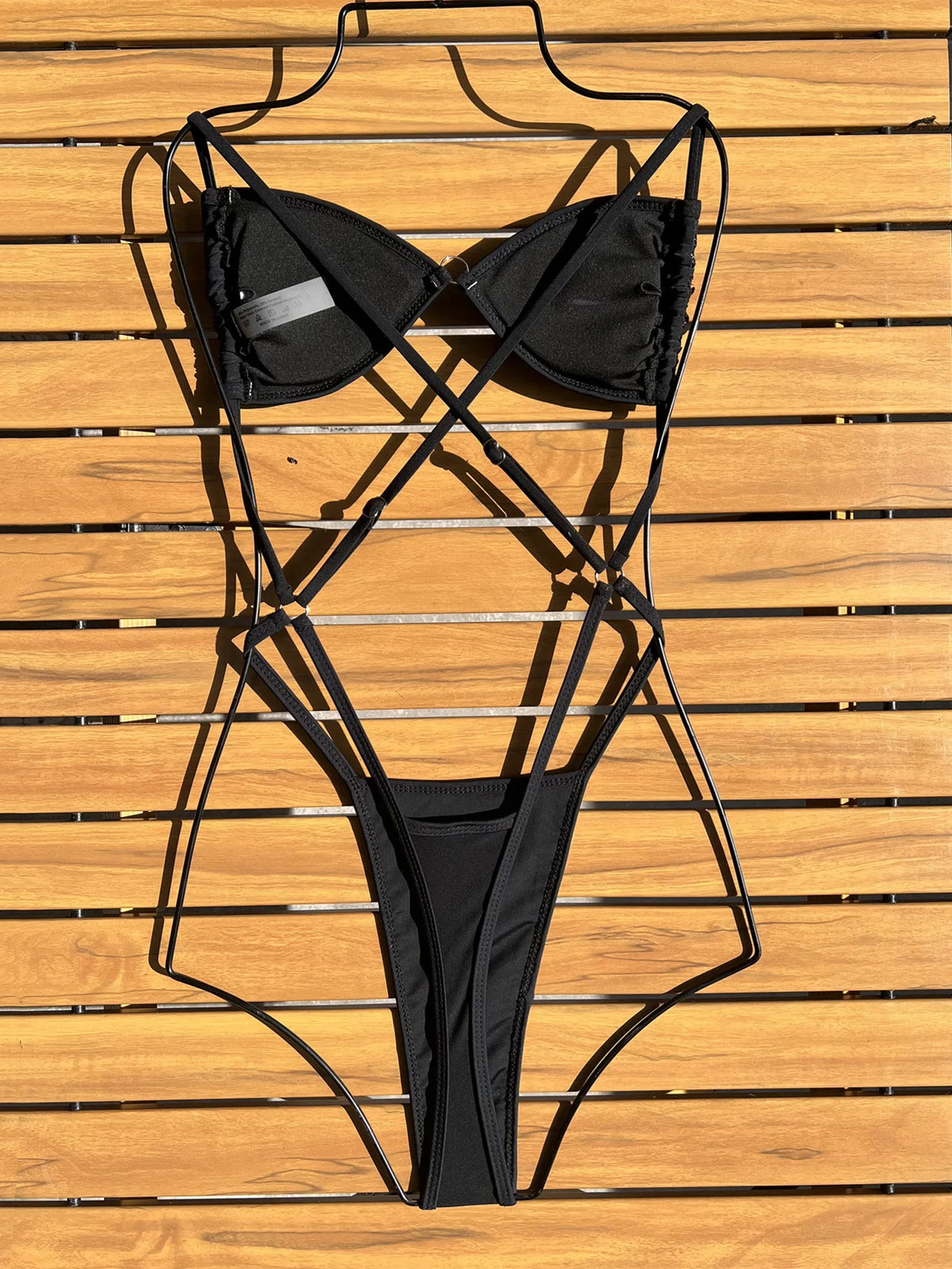 Shiny Sequin Black One Piece Swimsuit 2026 Women Sexy Hollow Out Backless Thong Bikini Summer Bathing Suit Swimwear Monokini