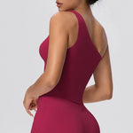 Women Seamless Cloud Feel One-Shoulder Waist-Cinching Yoga Vest Quick-Dry Slimming Sports Shaping Underwear Running Fitness Top