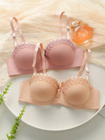 2-piece set of multi-color women underwear with steel rims gathered bra embroidered lace daily sweet braissere push up bra 1903