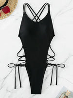 2025 Sexy Criss Cross Backless Female Swimwear One Piece Swimsuit Women Monokini High Leg Cut Bather Bathing Suit Swim Beachwear
