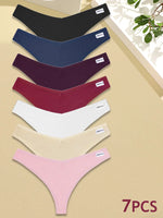 New 7Pcs Women Cotton Waffle Style G-string Panties Ladies Soft Thongs Female S-XL Low-Rise T-Back Panties Bikini Underwear 2024