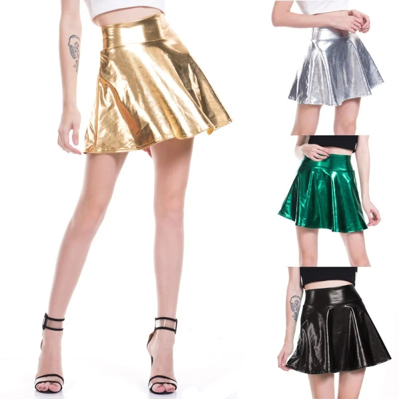 Sexy Leather Skirt for Women Party Dancing Club Wear Short Skirts Leather Mini Skirts Nightclub Stage Umbrella Dancing Skirt