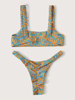 Sexy Micro Bikini Women Orange Leopard Print Push Up Padded Thong Swimsuit Female Cut Out Bathing Suit Swimwear Biquini