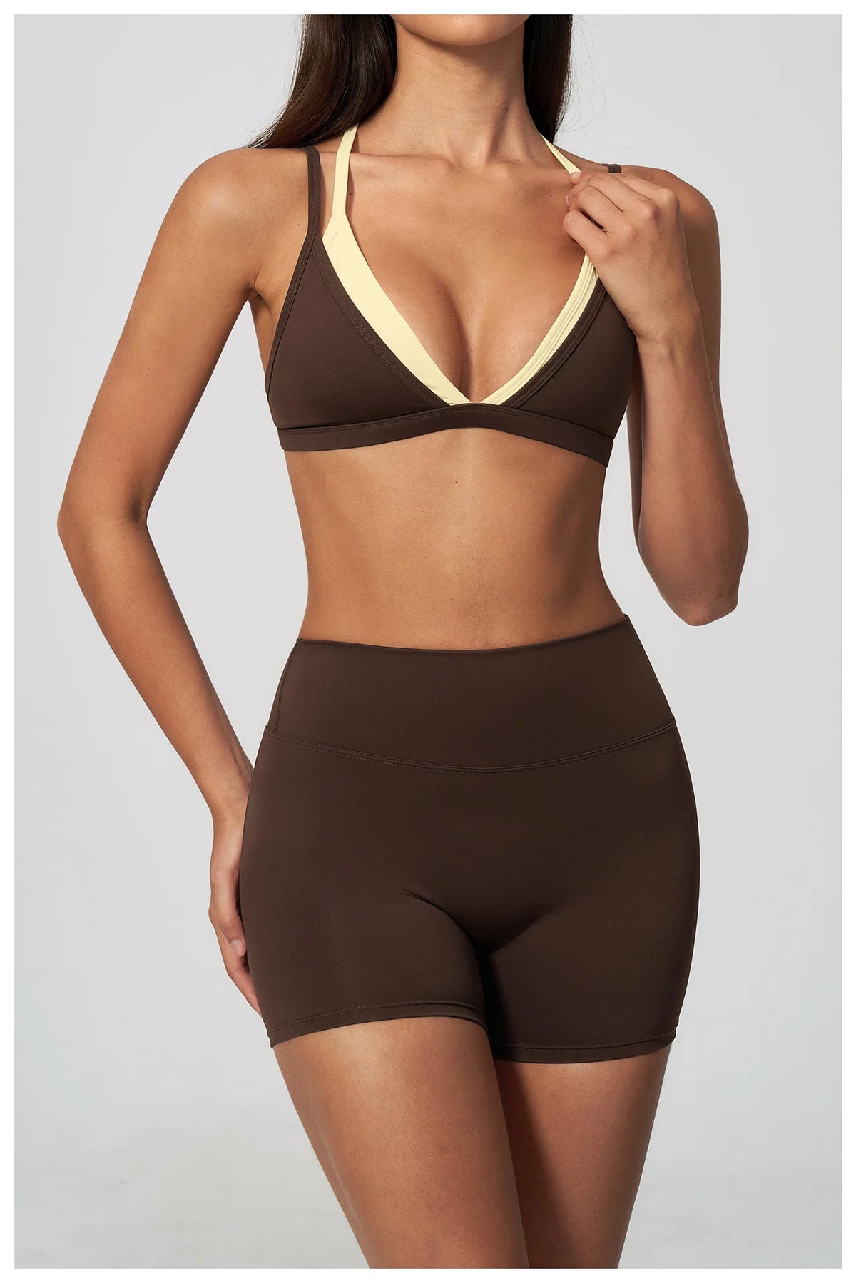 Women 2PCS Yoga Suit Double Strap Shockproof Sports Bra High Waist Tigh Short Fitness Suit Gym Running Leggings Tracksuits