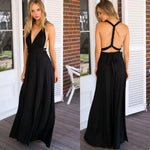 Women Dress Halter Sleeveless Backless Multiple Strap Design Party Dress Wedding Banquet Festival Long Dress