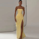 Elegant High Waist Bodycon Maxi Dress Strapless Pleated Hem Corset Party Robes Luxury Vestidos 2026 New Lady Evening Gowns