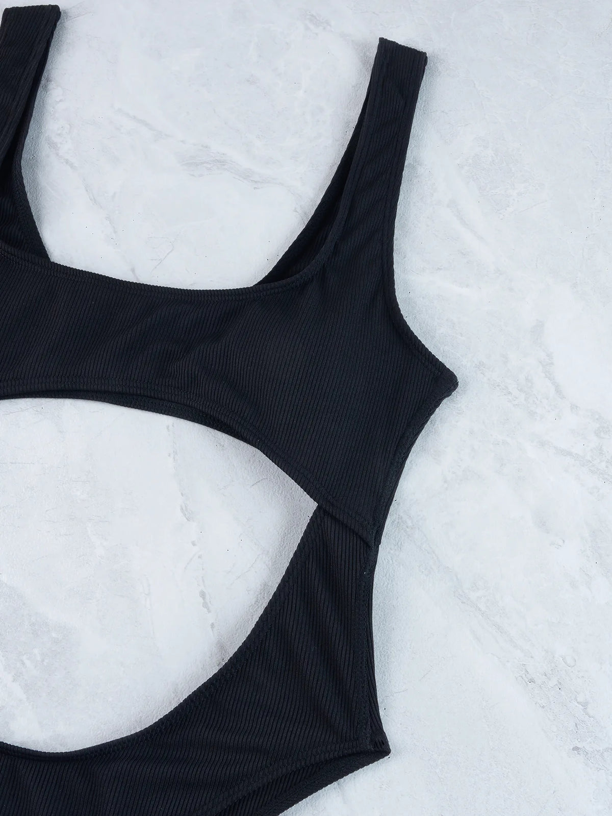 Sexy Hollow Out Thong Bikini 2026 Women Black Red Ribbed Backless Tummy Cut Out One Piece Swimsuit Beach Bathing Suit Swimwear
