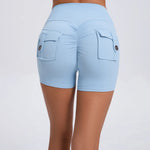 Peach Butt Fitness Shorts Women's Exercise Three-Quarter Pants Cargo Air Dry Pocket Yoga Tight Lift Summer