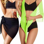 Summer Beach Swimwear Cover Up Wraps for Women Sexy See-Through Chiffon Wrap Skirts Sun Protection Bikini Cover Up Bathing Suits