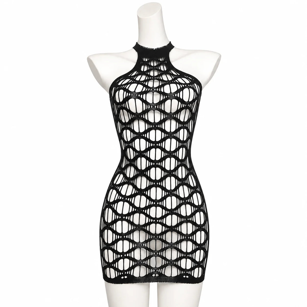 Sexy Cover Up Hollow Out Fishnet Dress without Inside Bikini Sets Summer Holiday Elastic Mini Bodycon Black Dress Free Size
