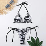 Zebra Striped Print Swimwear String Micro Bikini Thong 2026 Sexy Swimsuit Women Bathing Suit Halter Triangle Bikinis Sets Mujer