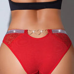 Low-rise Shiny Sexy Women's Panties Hollow Out Ribbed Lady Briefs Breathable Sexy Lingerie Heart Decor Elegant Female Underwear