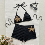 Vintage Two Piece Bikini Set 2026 Women White Black Starfish Ornament Push Up High Waist Swimsuit Holiday Bathing Suit Swimwear