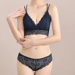 Women Lace Sexy Lingerie Set Push Up Bra Low-Rise Panties Underwear Set Sexy Wireless Bralette Comfort Breathable Brief Set