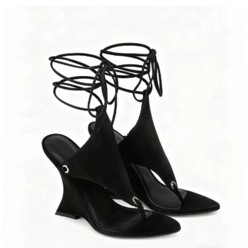 Lace-up Sandals Women's Summer Round Toe ClipSexy Fashion High Heels