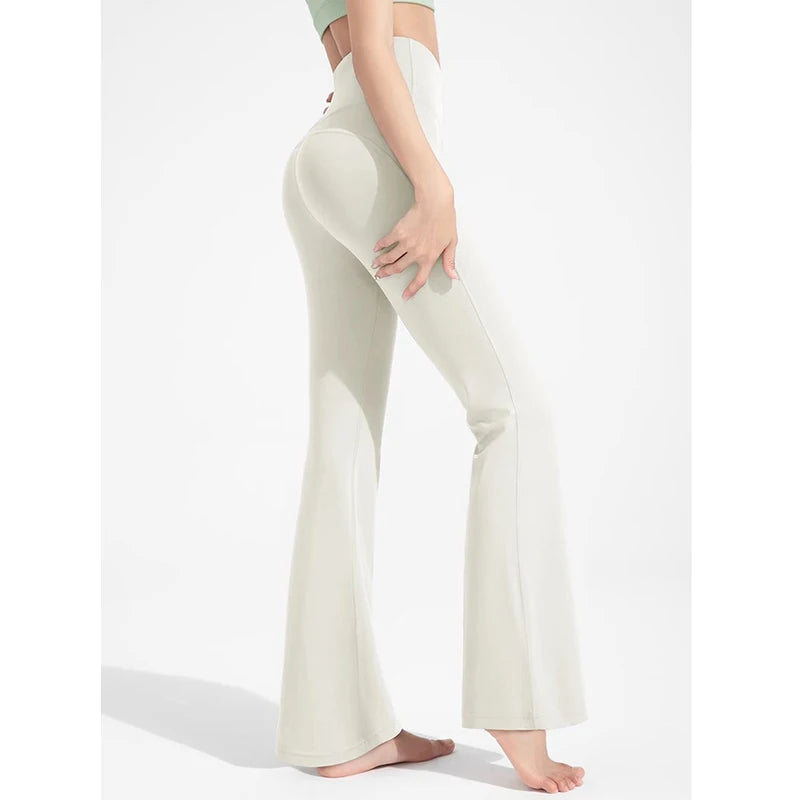 High-Waisted Flared Yoga Fitness Pants Women's Nude Sports Hip Lifting Fitness Trousers
