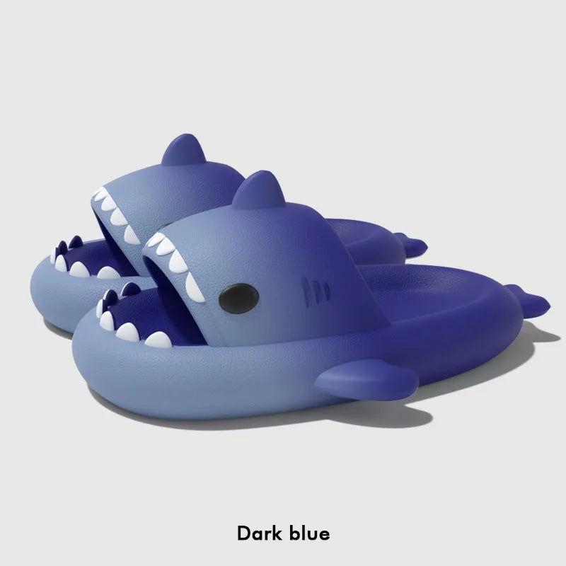 Cute Cartoon Shark Slippers For Women Men Gradient Color Summer Platform Shoes Night Glowing Style Couples Home Street Slides