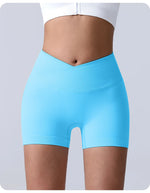 Cross-Back Yoga Shorts for Women - High-Waisted Tummy Control Fitness & Yoga Running Breathable Quick-Dry Shorts