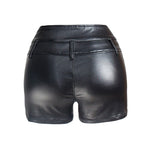 Women's Zipper Pu Leather Shorts High Waist Stretch Slim Lift Hip Motorcycle Shorts Summer Sexy Bodycon Black Leather Shorts