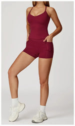 2-Piece Women's Fashion Yoga Set Beautiful Back Slimming Naked Comfort Set Outdoor Sports Running Fitness Leisure Set