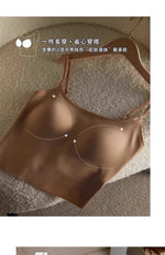 Women's Seamless Bras Top - MOYISU Invisible Chest Pad Camisole Anti-Peep Undershirt with Versatile Strap & Flattering Back Cut