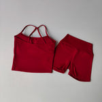 Women's Slim Shoulder Yoga Vest High Waisted Waist Hugging Naked Yoga Three Part Shorts Exercise Set Popular Fitness Clothing