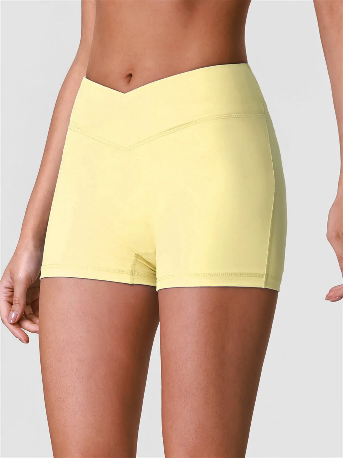 Outdoor Running Yoga Shorts Women Summer Crossed V Waist Hip Lifting Fitness Tight Sports Pants Quick Drying Gym Fitness Shorts