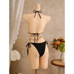 With Floral Dress Printed Halter Bikini Female Swimsuit Women Swimwear Three-pieces Bikini set Bather Bathing Suit Swim V8204